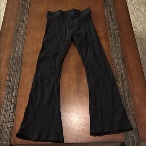 Black Ribbed Flare Pants